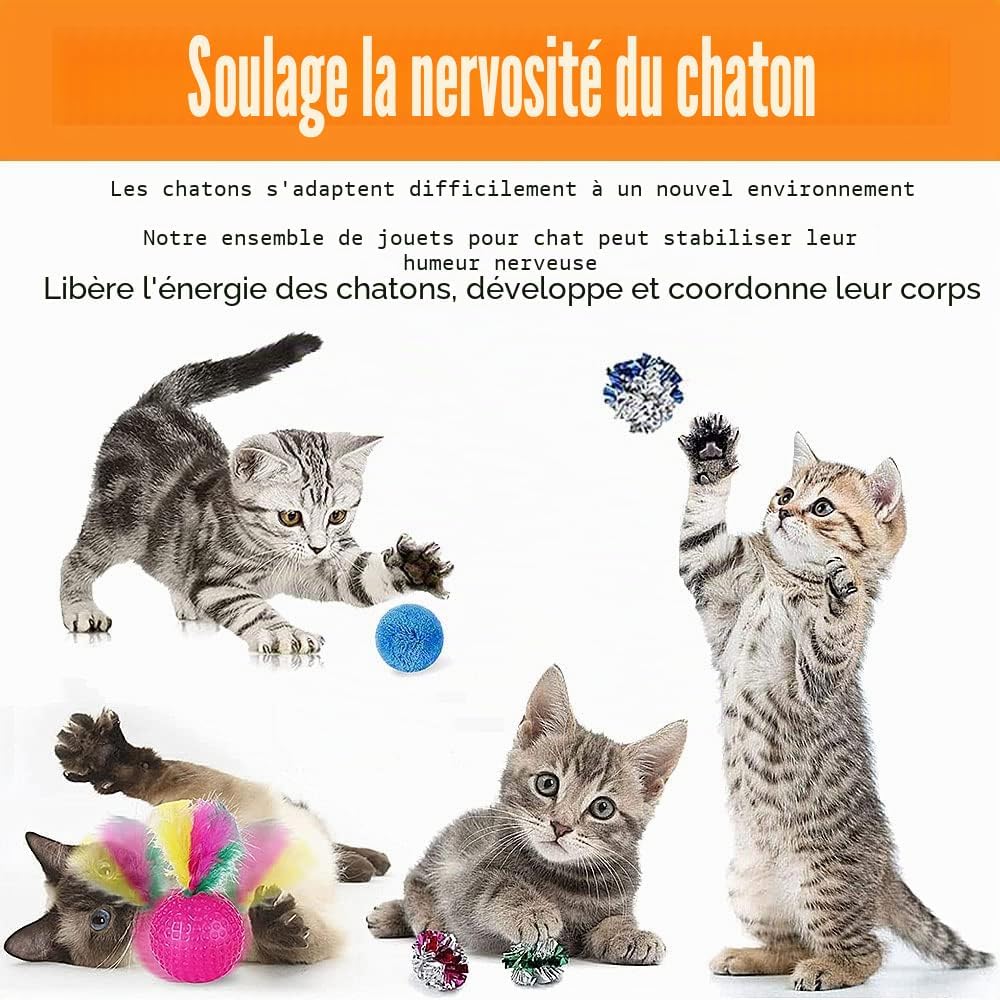 Détail et dimensions des 21 jouets pour chat de l'assortiment Speedy Panther