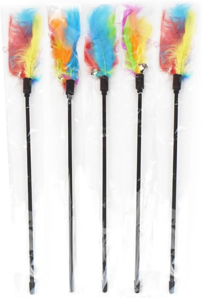 Lot de 5 baguettes à plumes pour chat JSKWIKE