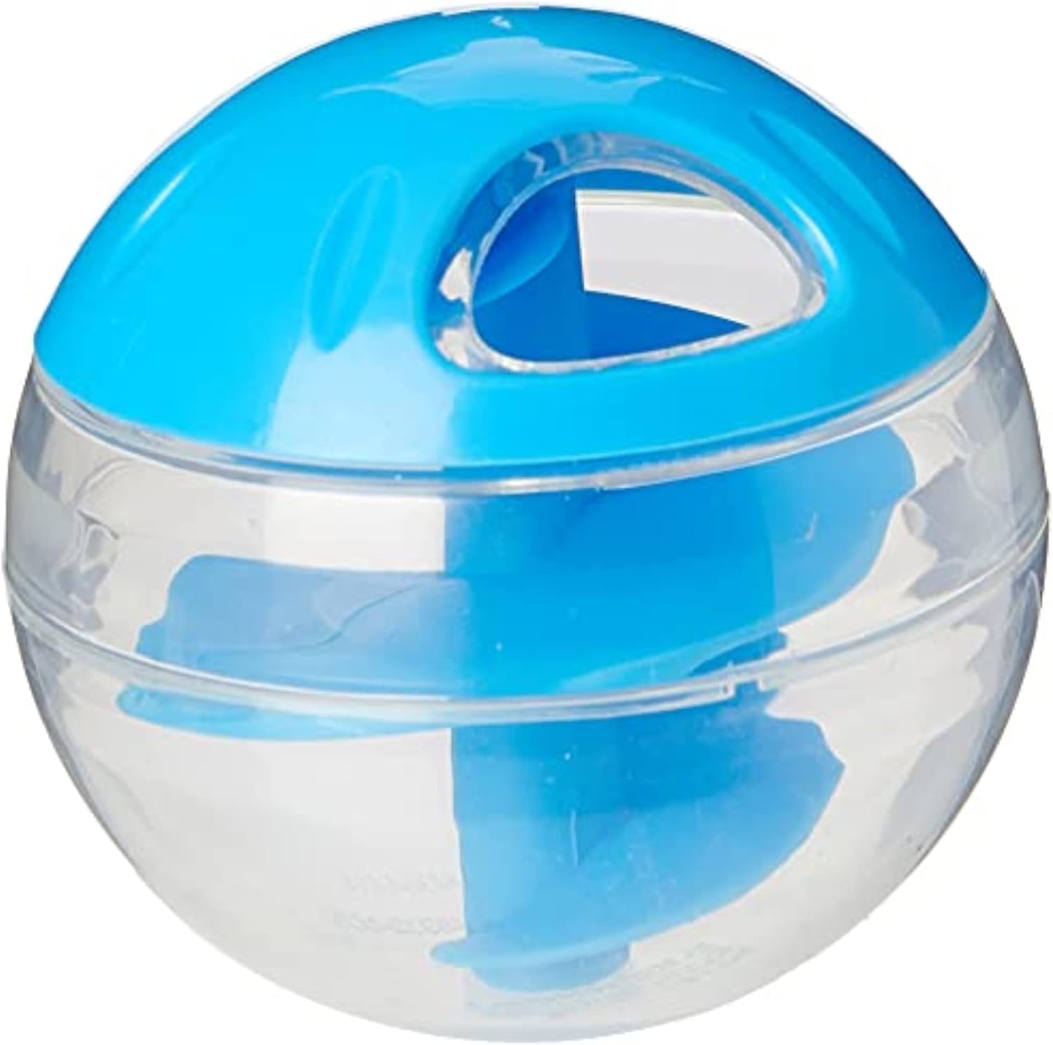 Balle distributrice de friandises bleue et transparente pour chat