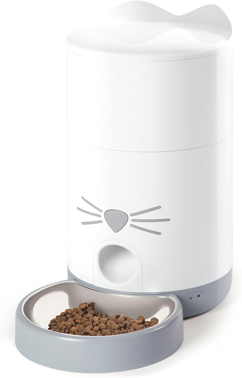 Distributeur Catit Pixi Smart Feeder blanc avec son bol en acier inoxydable