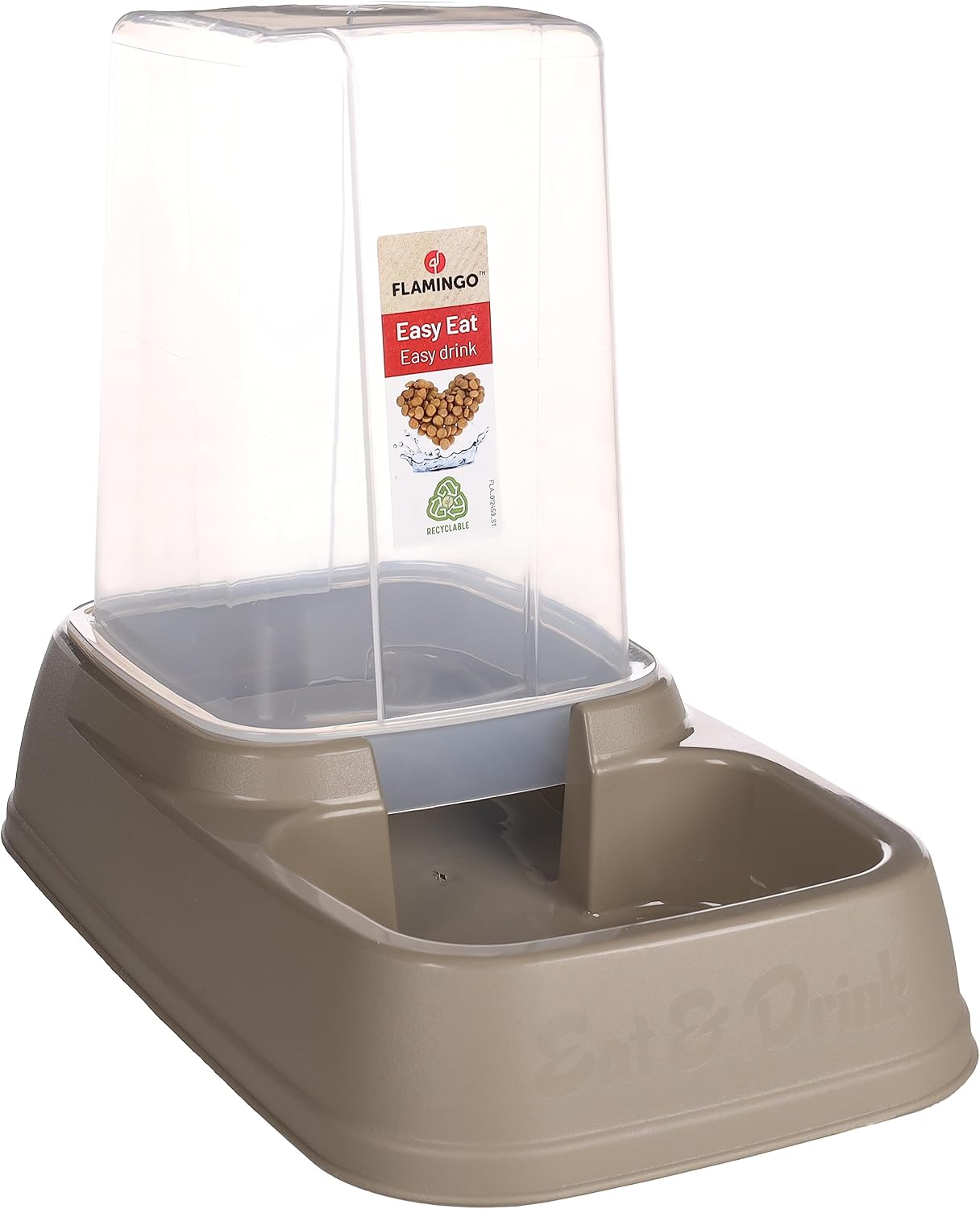 Distributeur automatique Flamingo Vedi 3,4L de couleur taupe avec son réservoir transparent