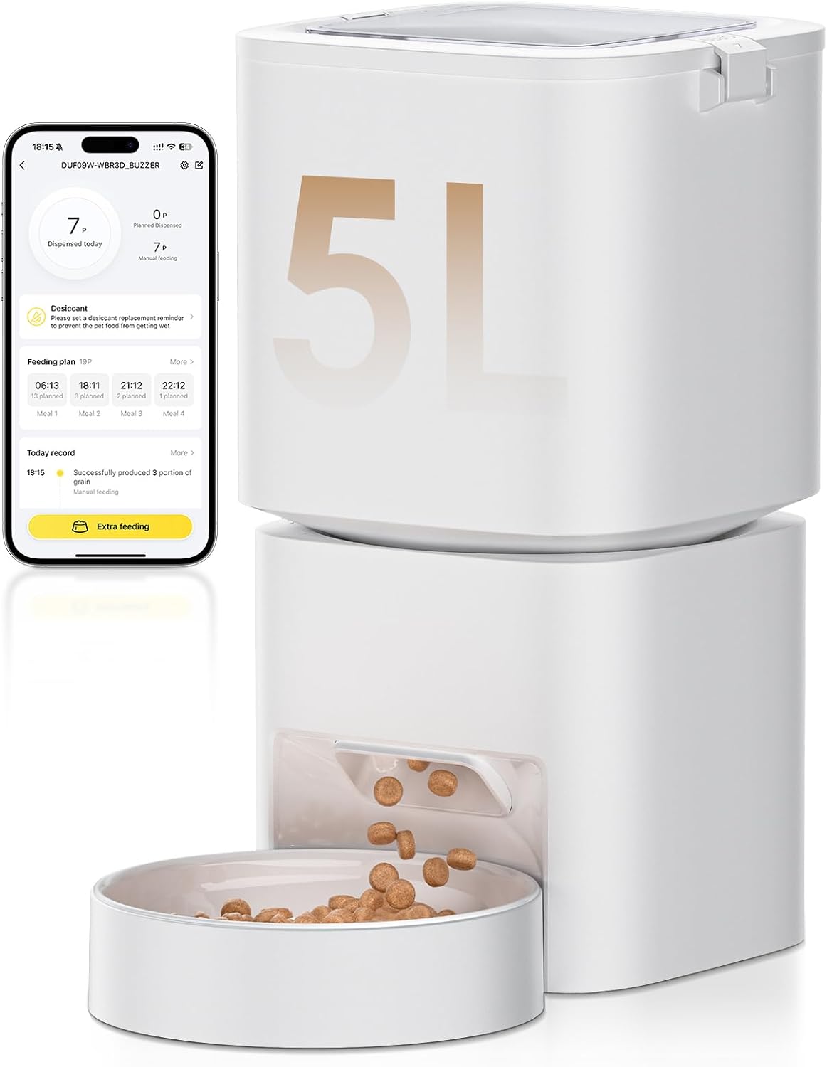 Distributeur automatique DUDUPET DU-F09 affichant l'application mobile de contrôle des repas