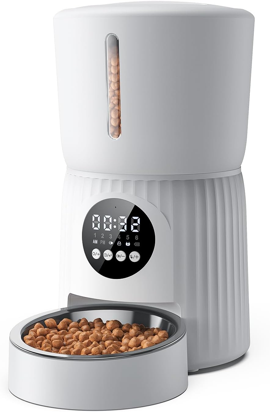 Distributeur automatique de croquettes Faroro PF21SB noir avec panneau de contrôle digital
