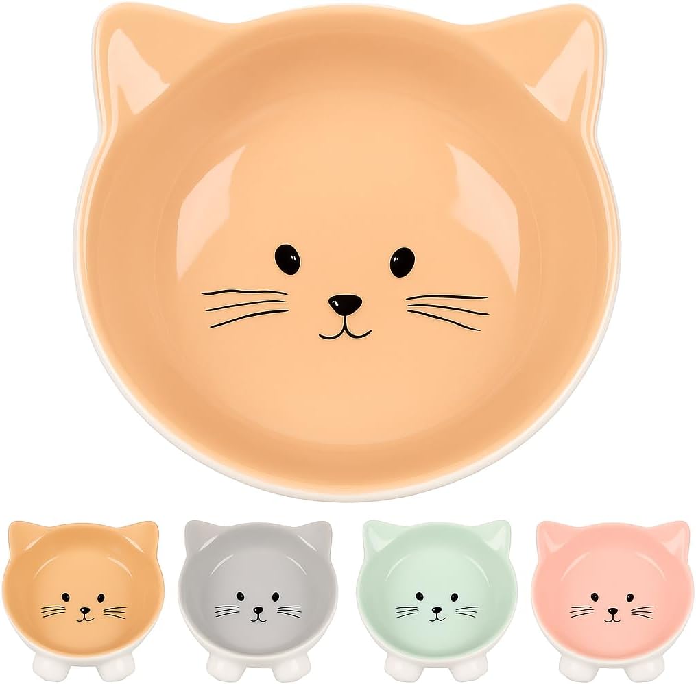 Gamelle Flamingo Puzi de couleur rose en forme de tête de chat, fabriquée en céramique émaillée.