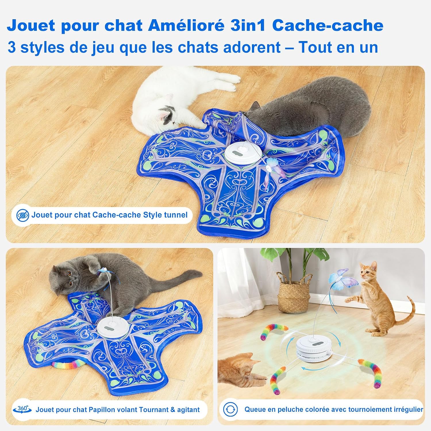 Démonstration des différents modes de jeu avec ou sans la toile bleue