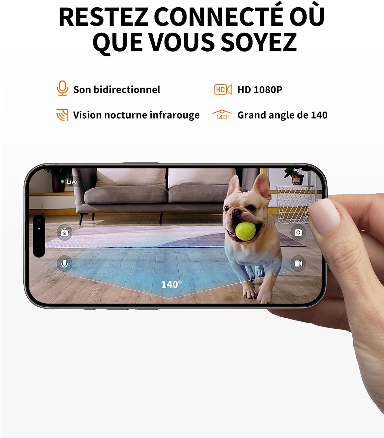 Vue globale du distributeur automatique PETKIT YumShare Solo avec son bol en inox et un smartphone affichant le retour vidéo