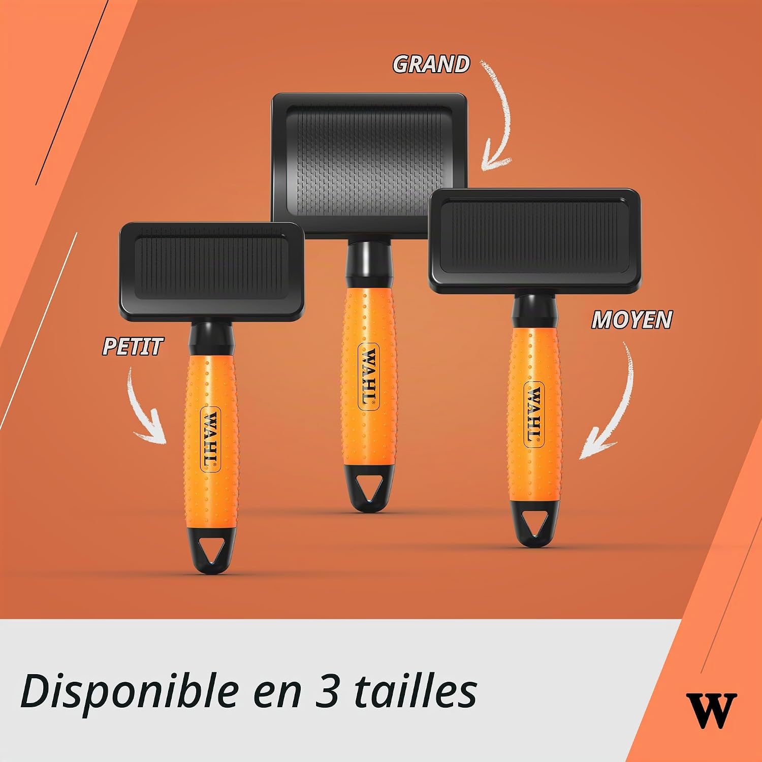 Détail de la tête de la petite brosse carde Wahl avec ses picots en acier inoxydable